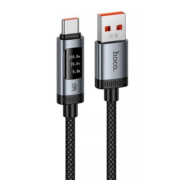 USB Cable Hoco Type-C U148 display 100W 1m black 44875 фото
