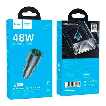 АЗП Hoco Z60 PD30W/3A QC3.0 (1USB-1USB-C) grey 45728 фото