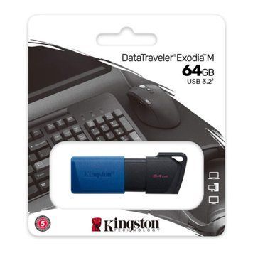 USB Flash 64 GB Kingston DT Exodia M Black-Blue UA 31212 фото