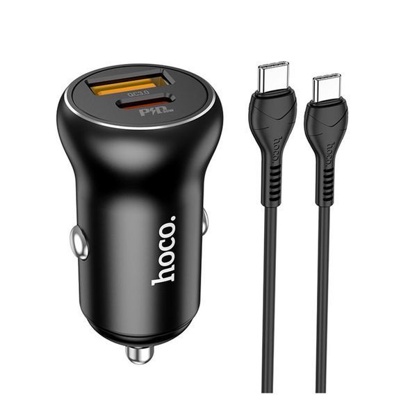 АЗП Hoco NZ5 PD 30WQC3.0 (1USB-1Usb-C) + cable Type-C-Type-C black 30843 фото