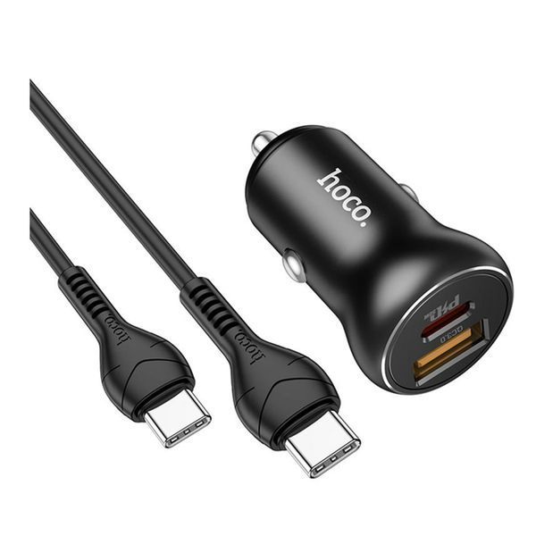АЗП Hoco NZ5 PD 30WQC3.0 (1USB-1Usb-C) + cable Type-C-Type-C black 30843 фото