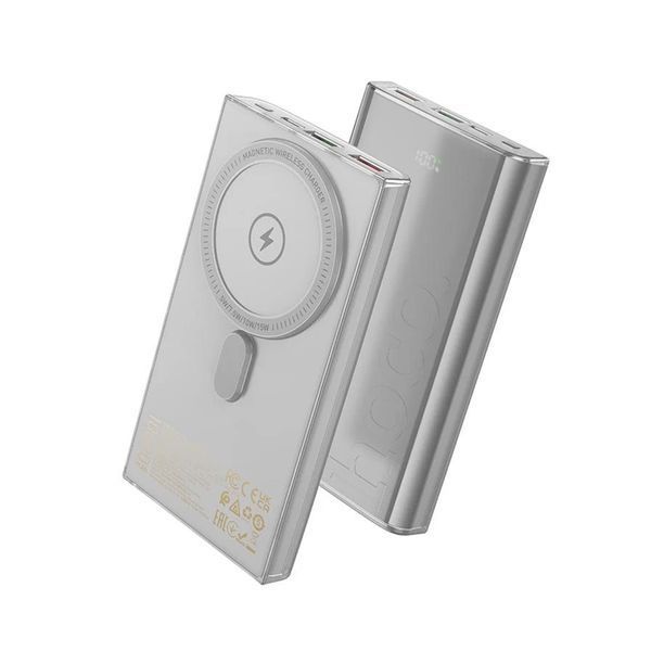 Power bank 10 000 mah Hoco Q22 22.5W+PD20W magnetic fully compatible with digital displaу White 00683 фото