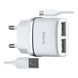 МЗП Hoco C12 2.4A (2USB) + cable micro white 12804 фото 3