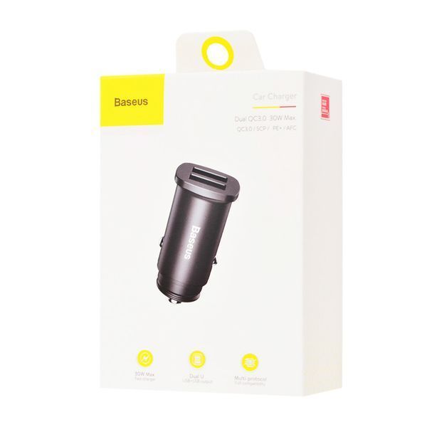 АЗП Baseus Square Metal QC 3.0 30W 2USB black 26665 фото