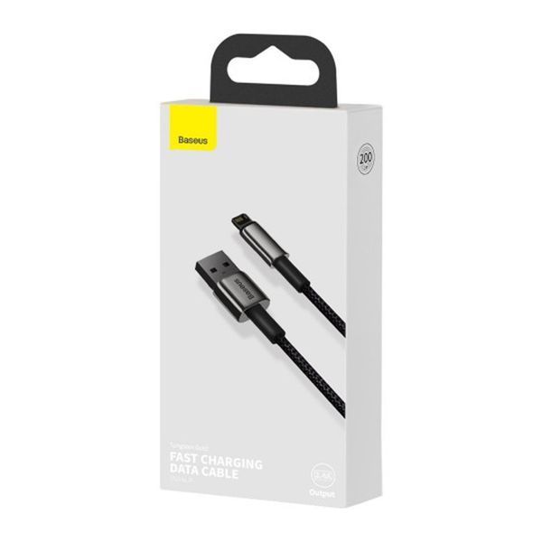 Кабель Baseus Tungsten Gold Fast Charging Lightning 2.4A (2m) black 19320 фото