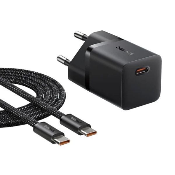 МЗП Baseus GaN5 Mini 25W (1USB-C) + cable Type-C to Type-C (1m) black 41766 фото