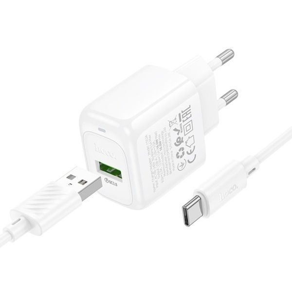 МЗП Hoco CS52A 18W/3A + cable Type-C white 40207 фото
