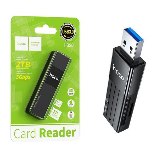 Сard reader Hoco HB20 3.0 Micro/Micro SD black 34503 фото