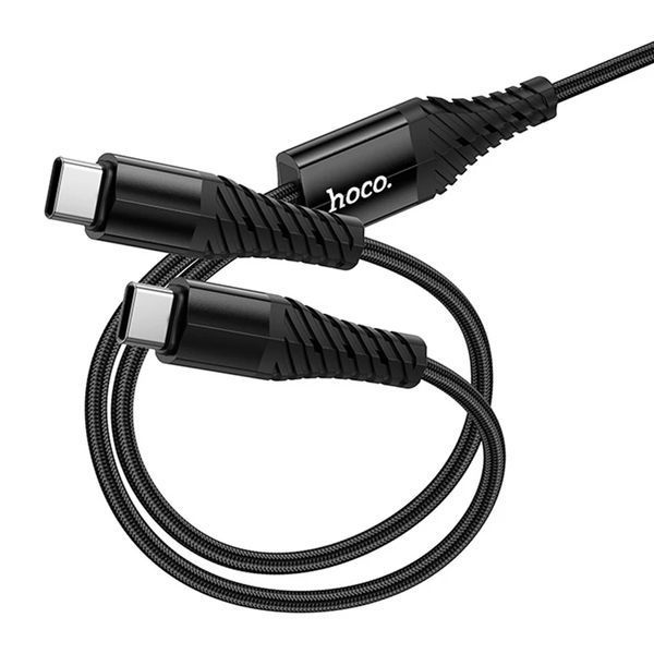 USB Cable Hoco X123 2 in 1 Type-C/Type-C to Type-C 1m black 44464 фото
