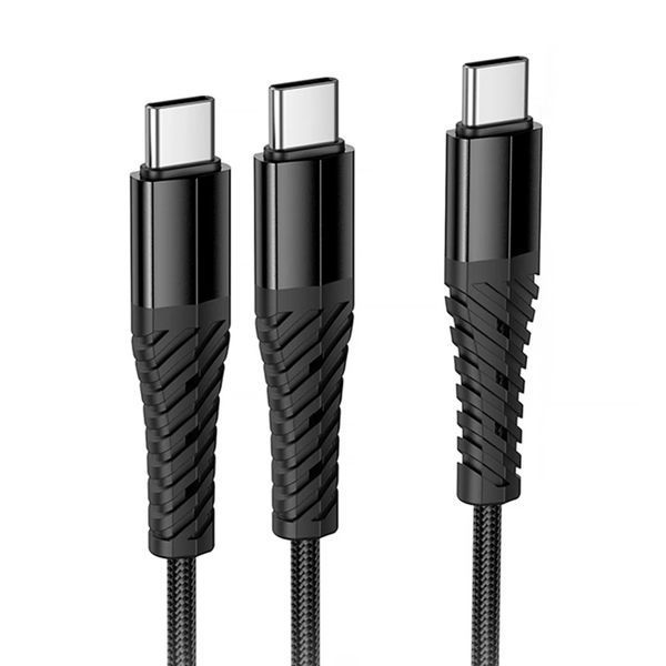USB Cable Hoco X123 2 in 1 Type-C/Type-C to Type-C 1m black 44464 фото