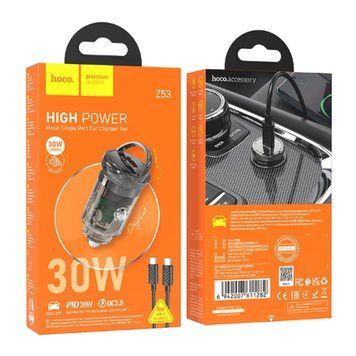 АЗП Hoco Z53 PD30W (1USB-C) + cable Type-C black 40840 фото