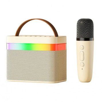 Колонка Bluetooth K19 1 мікрофон дитяче караоке beige 44412 фото