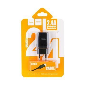 МЗП Hoco CS22А 2.4A + cable Micro black 38442 фото