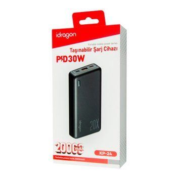 Power bank 20 000 mAh iDragon KP-24 PD30W Led  black 44988 фото