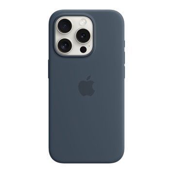 Silicone case iPhone 15 Pro with MagSafe storm blue 33691 фото