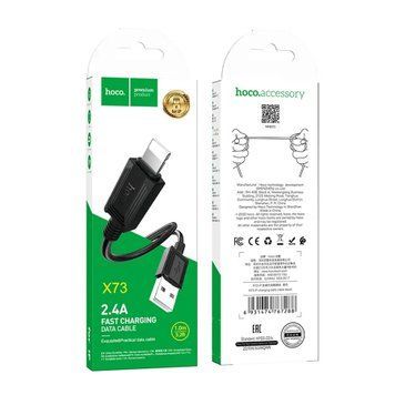 USB Cable Hoco Lightning X73 2.4A 1m black 37212 фото