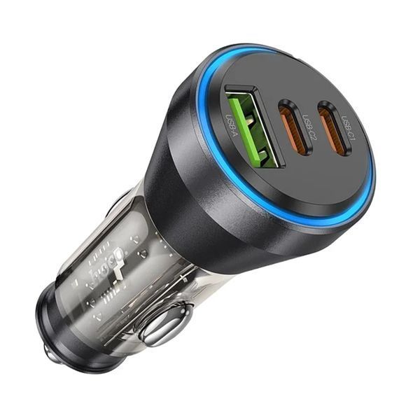 АЗП Hoco NZ12D PD 60W/3A QC3.0 18W (1USB-2USB-C) LED black 37675 фото