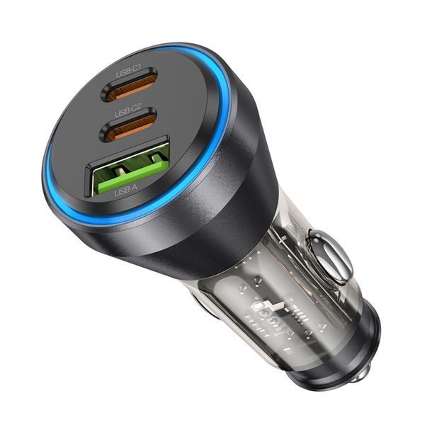 АЗП Hoco NZ12D PD 60W/3A QC3.0 18W (1USB-2USB-C) LED black 37675 фото