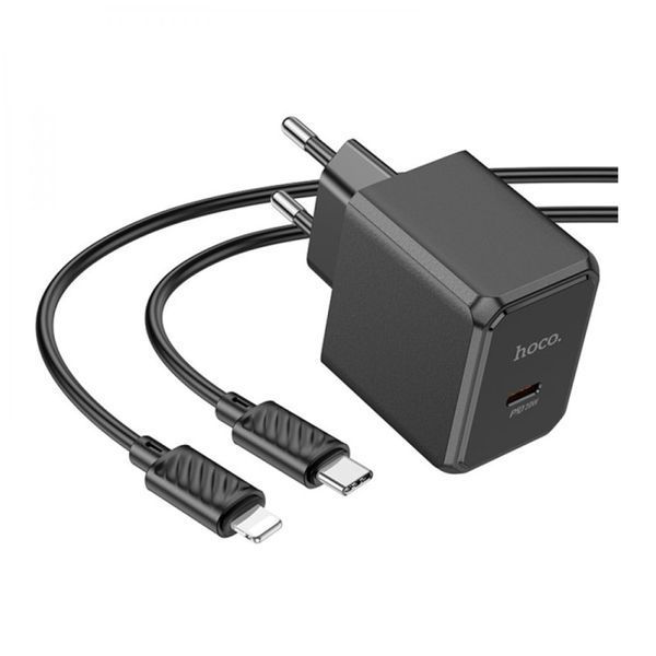 МЗП Hoco CS13A PD 20W/3A (1USB-C) + cable Type-C to Lightning black 36403 фото