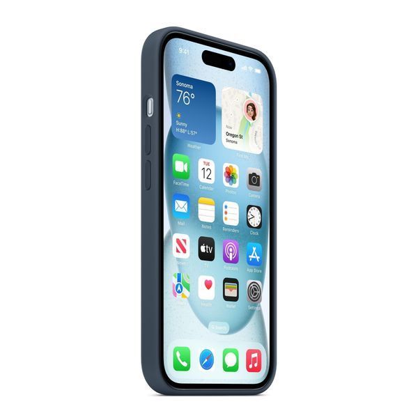 Silicone case iPhone 15 Pro with MagSafe storm blue 33691 фото