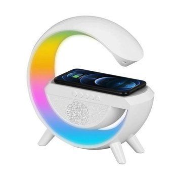 Колонка Bluetooth G500 + бездротова зарядка +світильник біла 34033 фото