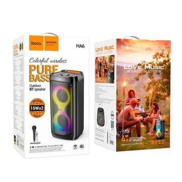 Колонка Bluetooth Hoco HA6 black+1 мікрофон black 38914 фото