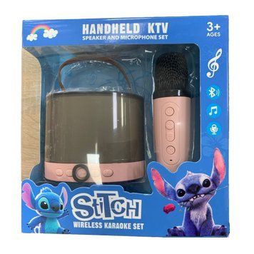 Колонка Bluetooth K52B 1 мікрофон дитяче караоке Stitch pink 44421 фото