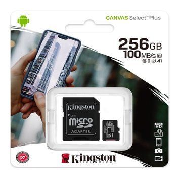 MicroSD 256GB Kingston Canvas Select Plus UHS-3 150R Class 10 + adapter SD 43125 фото