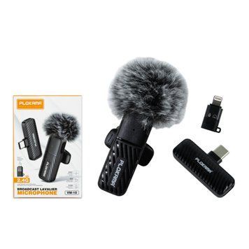 Мікрофон петличний bluetooth PLOKAMA VM-10 2in1 black 45235 фото