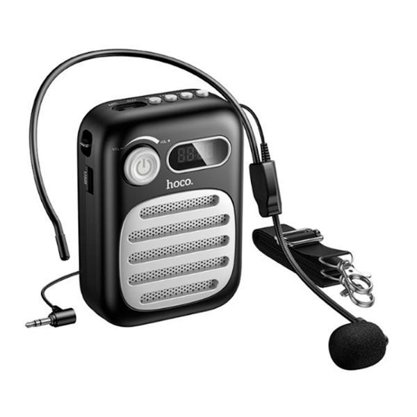 Колонка Bluetooth Hoco L23 з дротовим мікрофоном black 45894 фото