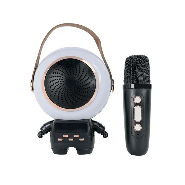 Колонка Bluetooth X66 космонавт 2 мікрофон дитяче караоке white 37683 фото