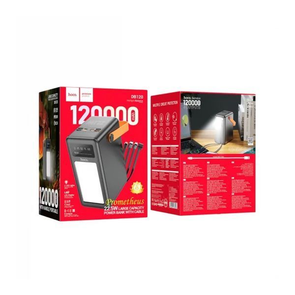 Power bank 120 000 mah Hoco DB120 Prometheus 22.5W fully compatible PB/Lamp/ Black 00691 фото
