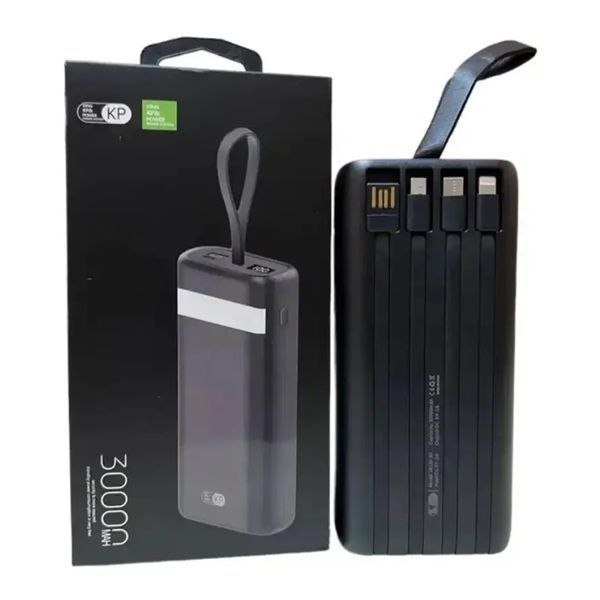 Power bank 30000 mAh KingPower KP-30 + cable Micro/Type C/Lightning + ліхтарик Display black 30058 фото