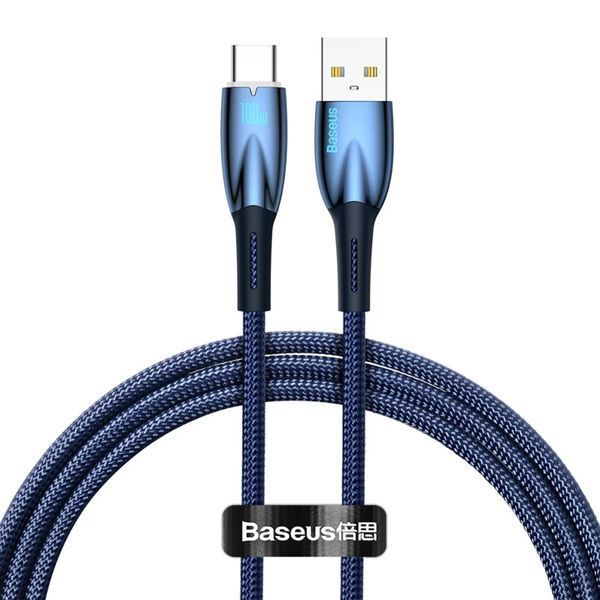 USB Cable Baseus Glimmer Series Fast Charging Type-C 100W (1m) blue 13030 фото