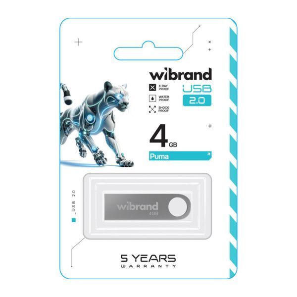 USB Flash 4 GB Wibrand Puma Silver 08391 фото