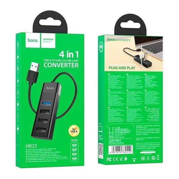 USB HUB Hoco HB25 black 30610 фото