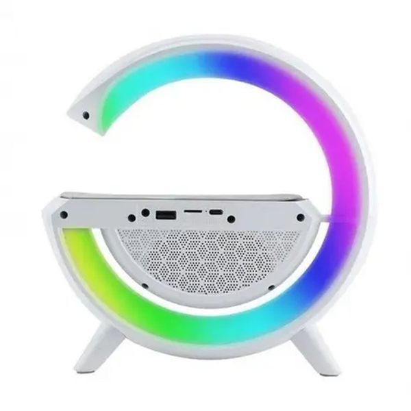 Колонка Bluetooth BT256 + бездротова зарядка 10W +світильник біла 32762 фото
