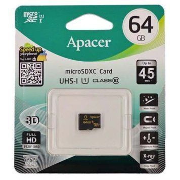 MicroSD 64GB Apacer UHS-1 Class 10 UA 10133 фото