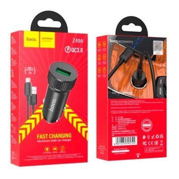 АЗП Hoco Z49 2.4A (2USB) + cable Type-C black 36551 фото