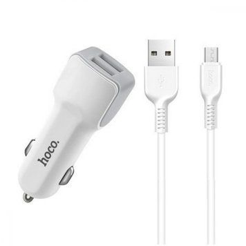 АЗП Hoco Z23 2.4A (2USB) + cable Micro white 21522 фото