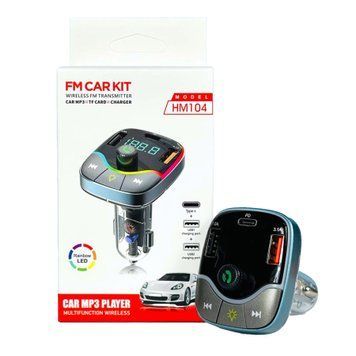 FM трансмістер Bluetooth FM-HM104 PD20W+QC3.0 black 42483 фото