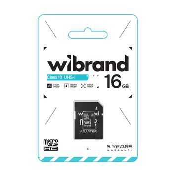 MicroSD 16Gb Wibrand UHS-1 Class 10 + SD adapter UA 25915 фото