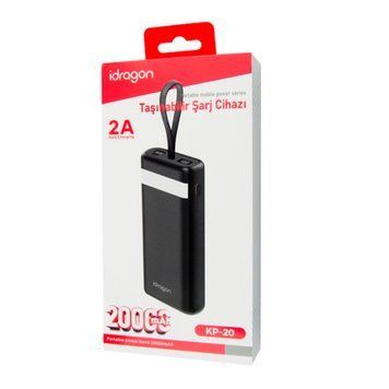Power bank 20 000 mAh iDragon KP-20 PD30W Led +cable Type-C/Lightning black 44990 фото