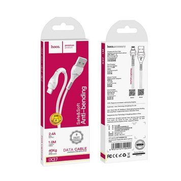 USB Cable Hoco Lightning X37 2.4A 1m white 23243 фото
