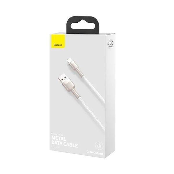 USB Cable Baseus Cafule Metal Lightning 2.4A (2m) white 02933 фото