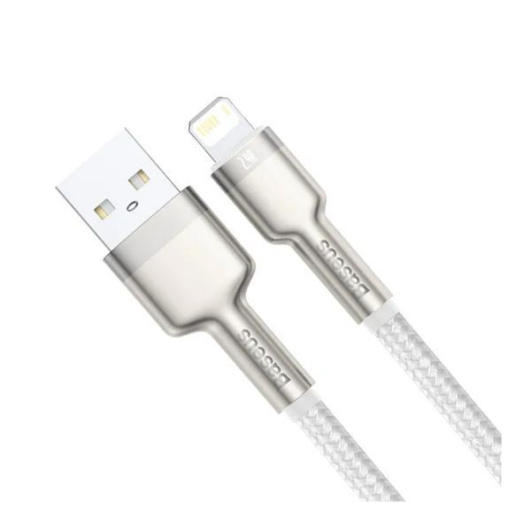 USB Cable Baseus Cafule Metal Lightning 2.4A (2m) white 02933 фото