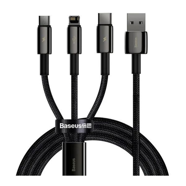 Cable Baseus Tungsten Gold One-for-three Fast Charging Data 3-in-1 (Micro USB+Lightning+Type-C) 3.5 19376 фото