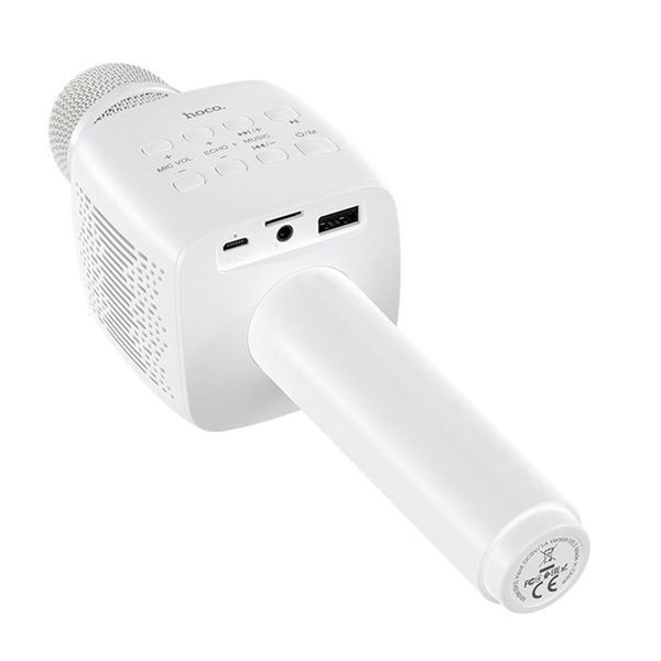 Мікрофон караоке Hoco BK5 Cantando bluetooth USB SD FM white 37874 фото