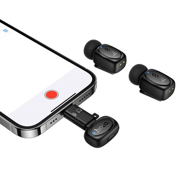 Мікрофон петличний bluetooth Hoco L19 Lightning/Type-C black 19485 фото