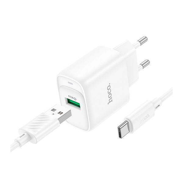 МЗП Hoco C140А 18W/3A + cable Type-C white 37295 фото